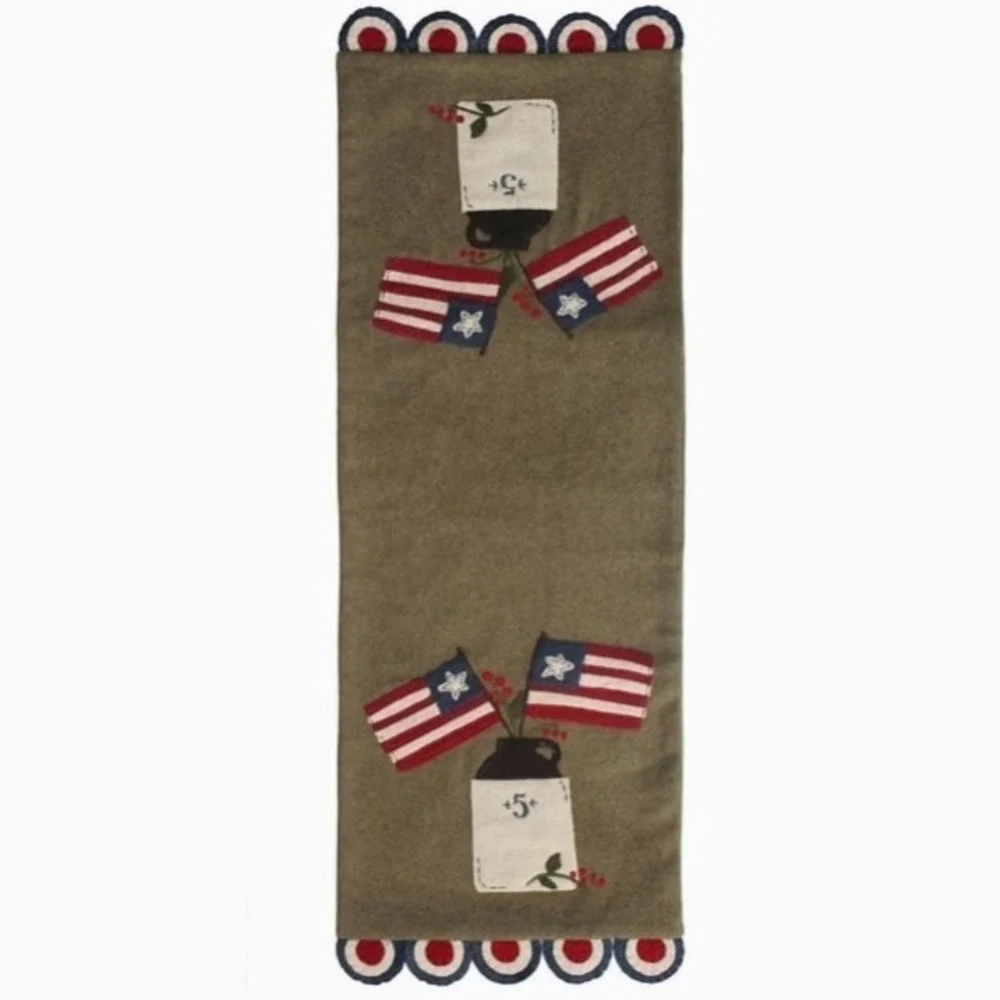 Primitive American Flag‎ & Crock Table Runner 14
